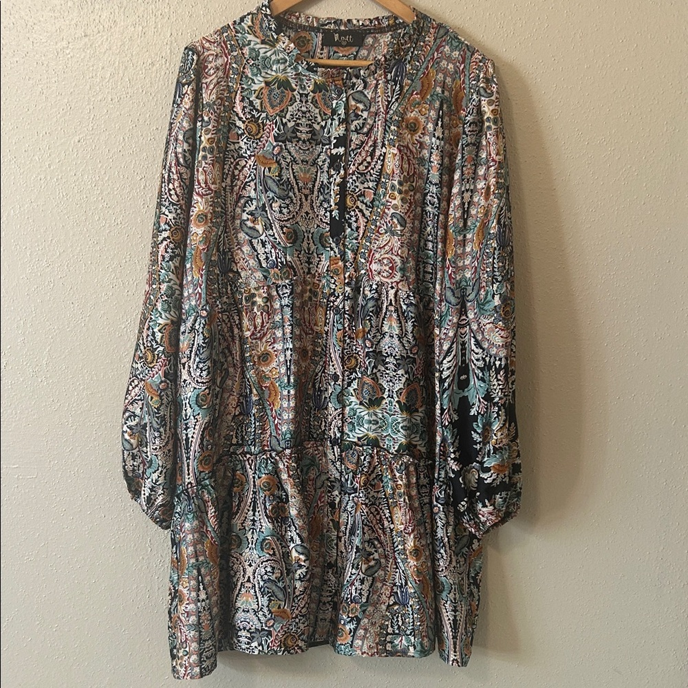 Chic Paisley Print Midi  Dress Long Sleeve